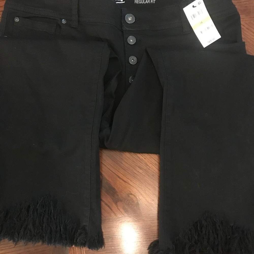 Shaggy Black Denim Capri's INC 14